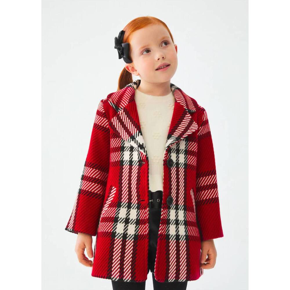 NEW ABEL & LULA long sleeve plaid coat in red